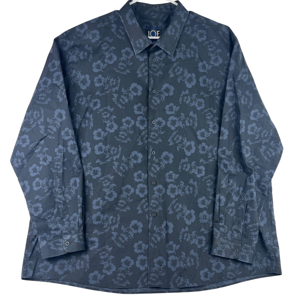Joseph Abboud JOE Button Down Shirt Men 2X Floral Long Sleeve Charcoal Gray